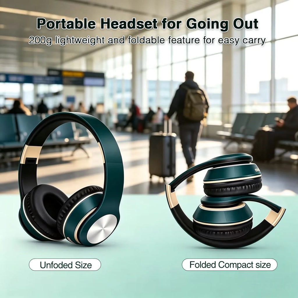 Wireless Bluetooth Headphones Noise Cancellation Headset Foldable Sport Earphone Game Headset with Microphone HI-FI Stereo Sound
