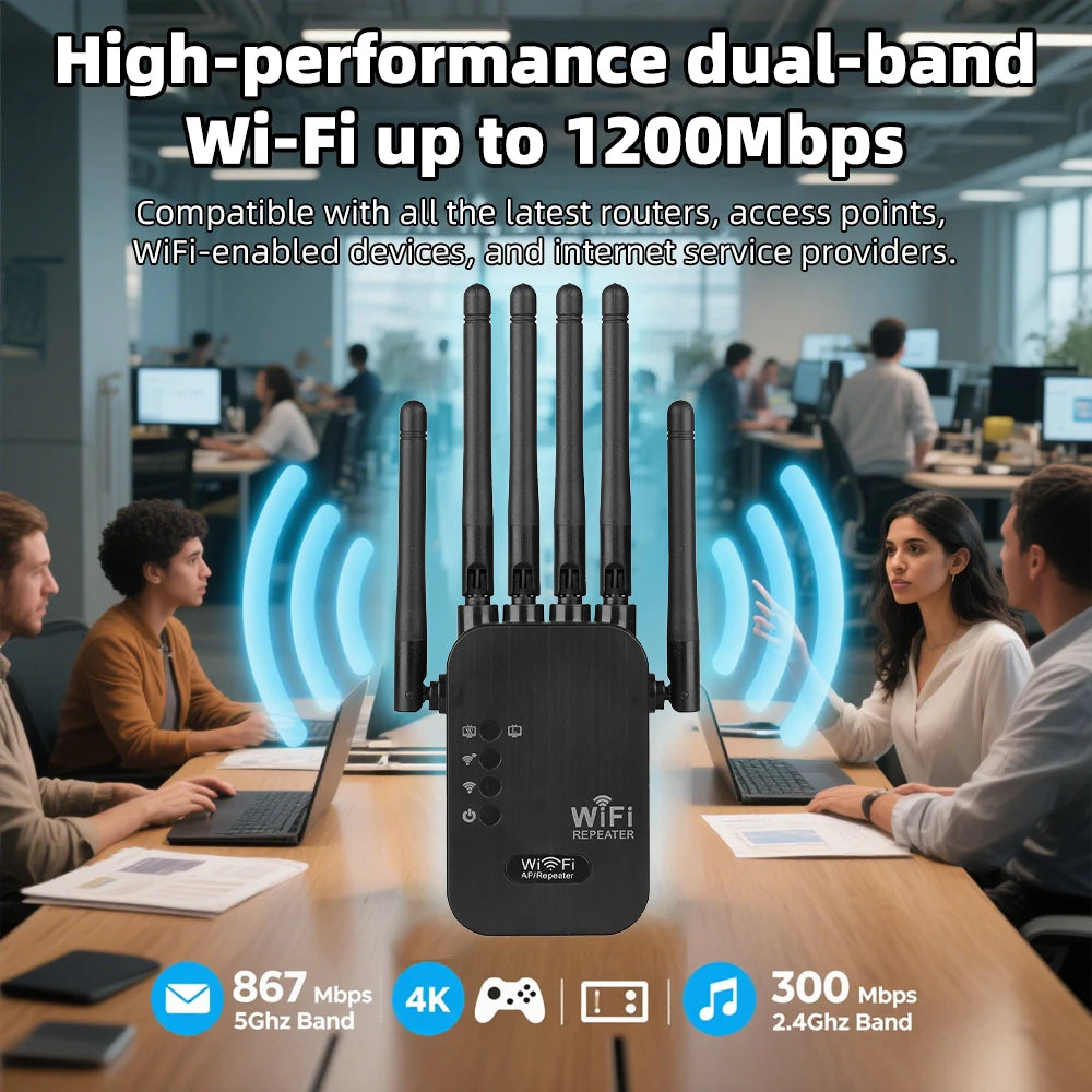 Dual Band Wifi AmplifierAC1200/AC300 2.4G/5G Repeater Network Expander Range Extender Wireless Router Signal Booster