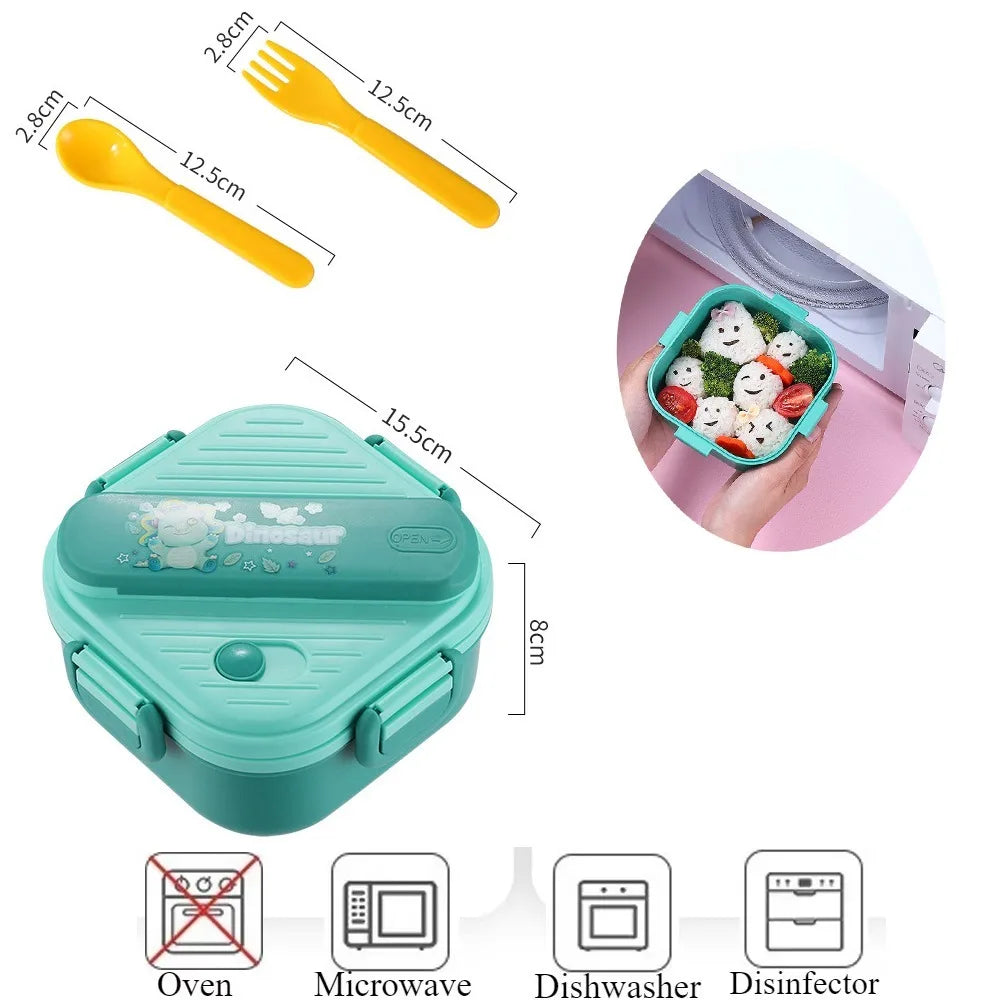 800ML/27oz Lunch Box Three-compartment Lunch Box Children's Student Tableware Container Food Cartoon Storage Box School Camping