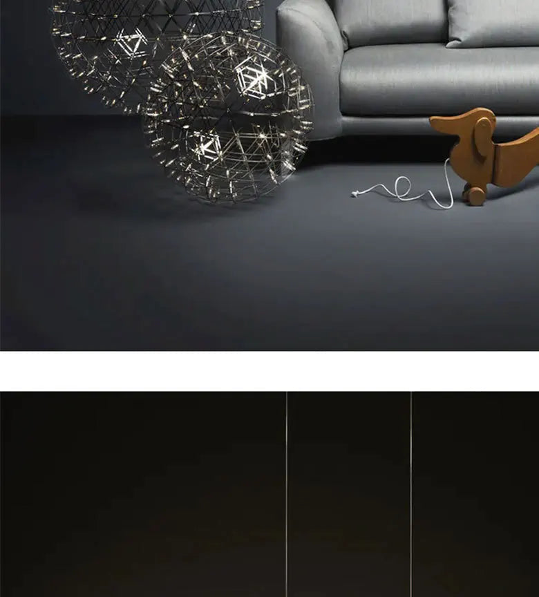 Stainless Steel Led Chandelier Light Shop Spark Ball Full Sky Star Milk Tea Restaurant Exclusive Network Bar Art Decoration Lamp