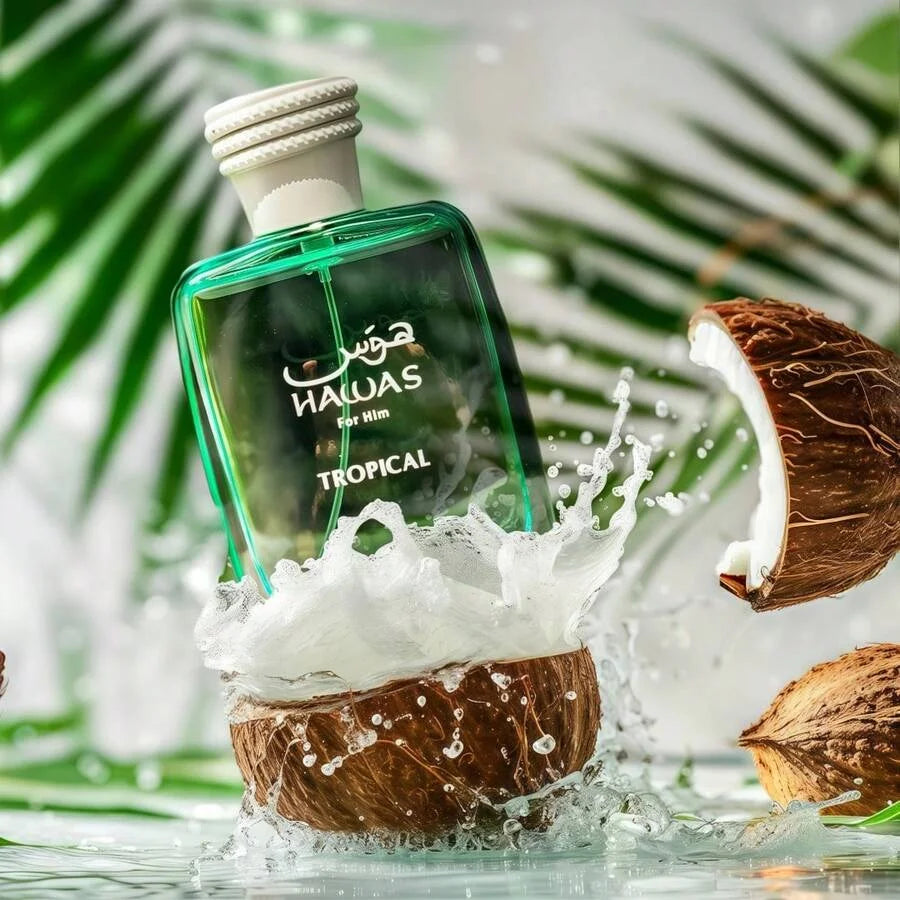 Hawas for Him Tropical - 100ml Exotic Summer Scent, Long-Lasting Beach & Vacation Fragrance for Daily Commute, Ideal Gift