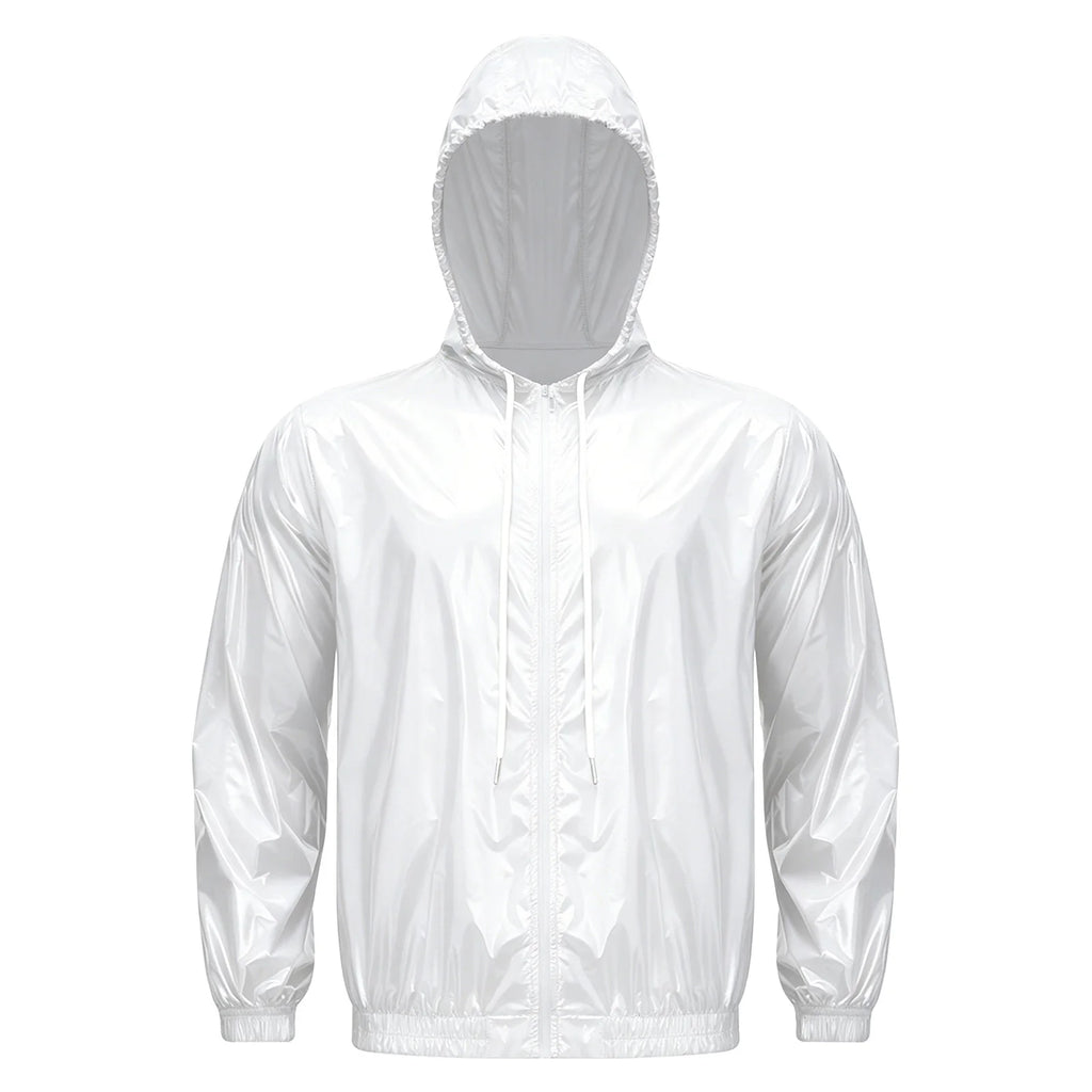 Mens Waterproof Hooded Jacket Tops Breathable Raincoat Waterproof Windproof Outdoor Biking Fishing Jacket Hood Outerwear