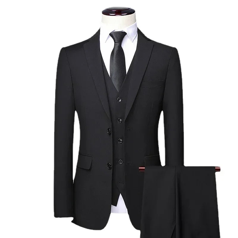 Suit Fashionable Formal Outdoor Gentleman Solid-color Men's Business Wedding Hosting Banquets Casual British Style Fitted Gentle