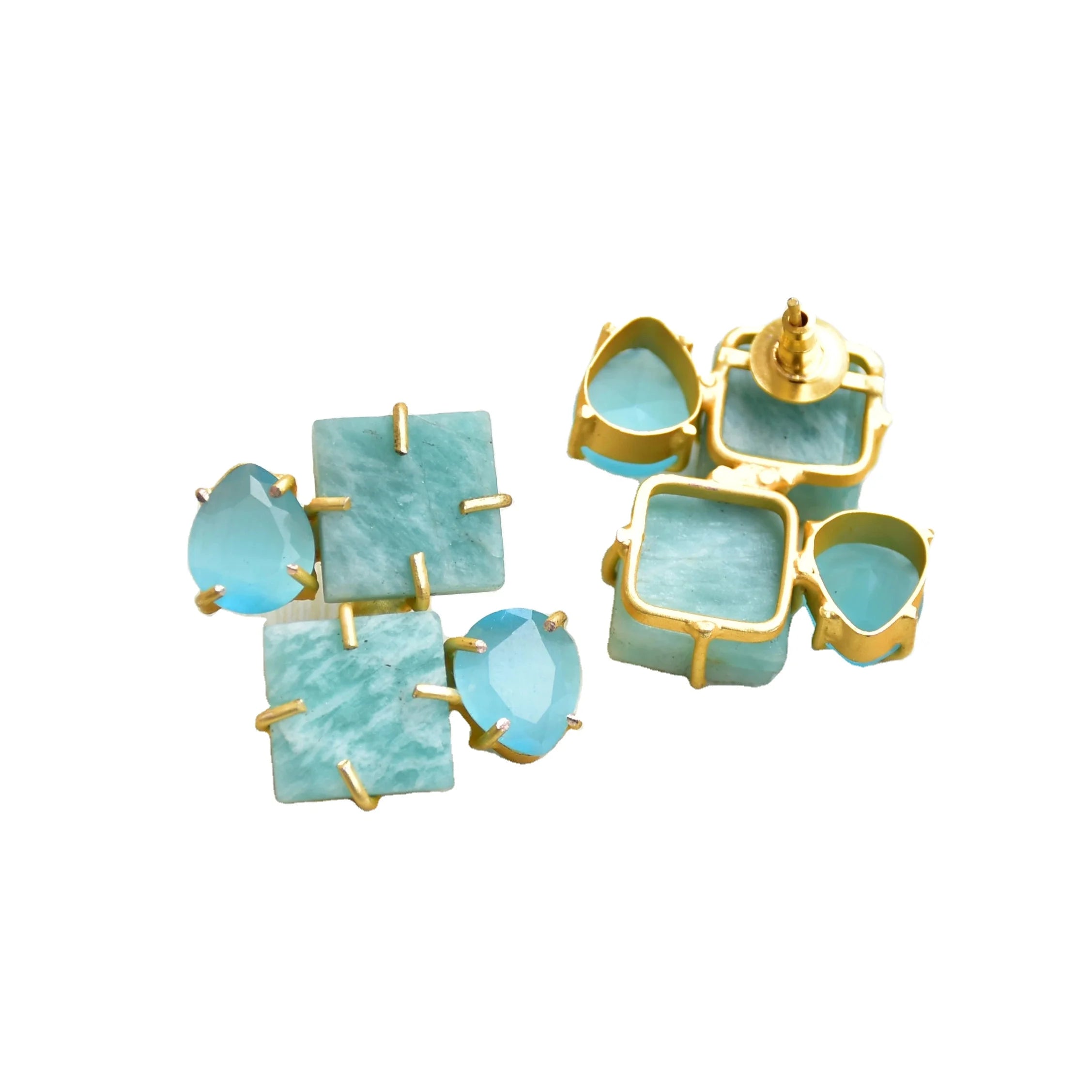 Premium Brass Pearl Cluster Earrings 18K Gold Plated Stud Handcrafted Flower Shape Matte Texture Trendy Statement Piece Gift