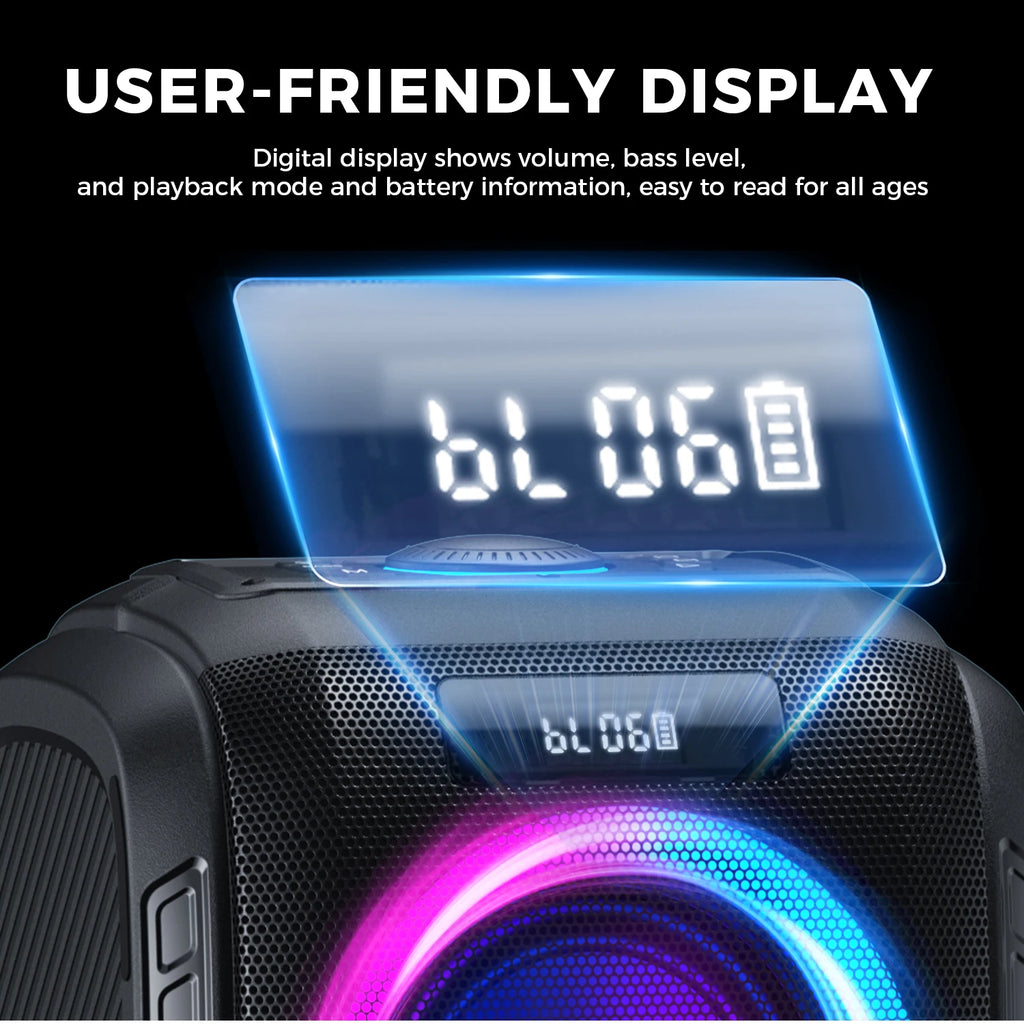 W-KING T9 PRO 250W Peak Bluetooth Party Speaker 125dB Loud 2×6.5" Subwoofer Bluetooth 5.3 TWS Portable Bass Speaker