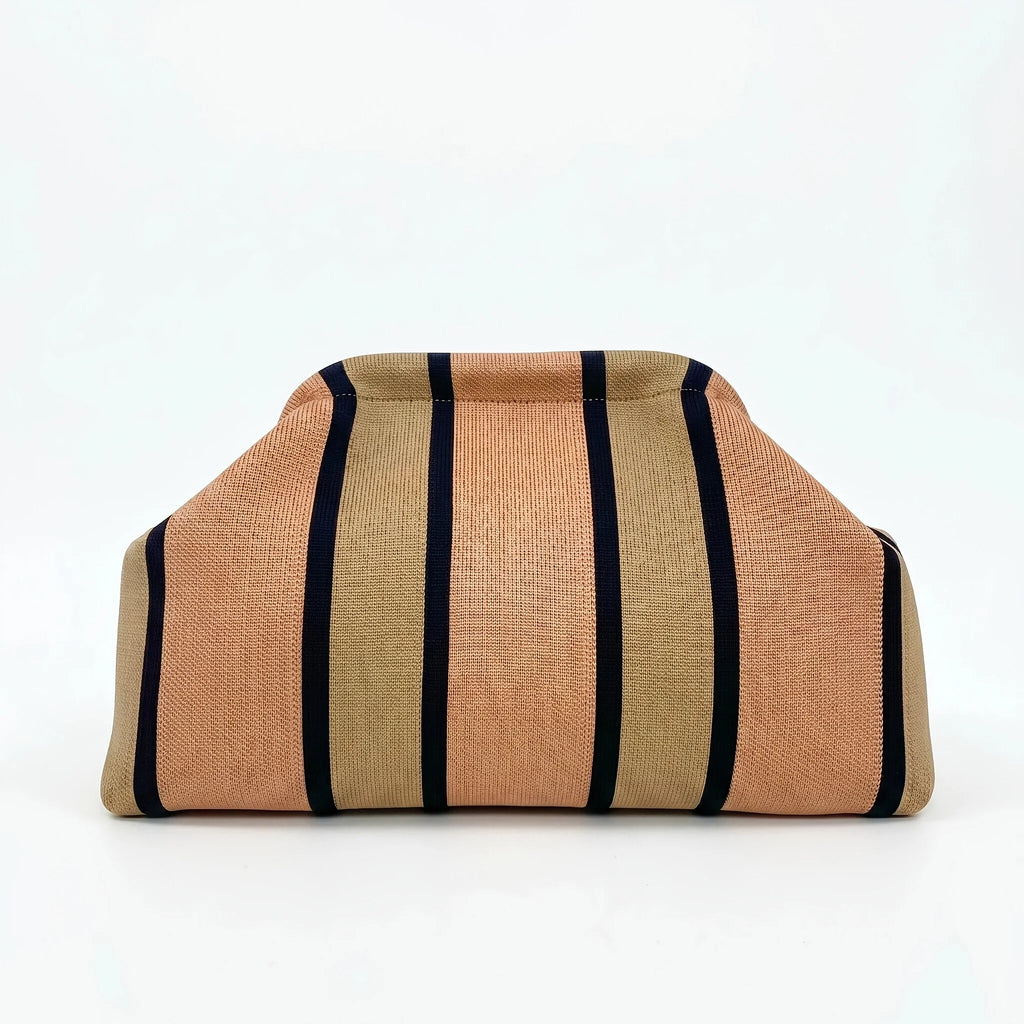 Women'S Striped Knit Clutch Bag Color Block Soft Pouch Handbag Large Capacity Foldable Purse For Party Dinner Daily