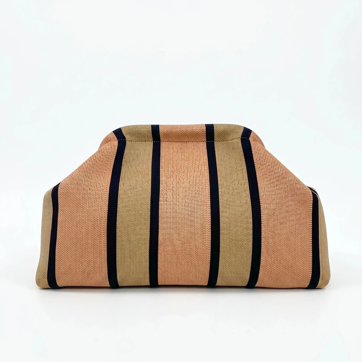 Women'S Striped Knit Clutch Bag Color Block Soft Pouch Handbag Large Capacity Foldable Purse For Party Dinner Daily