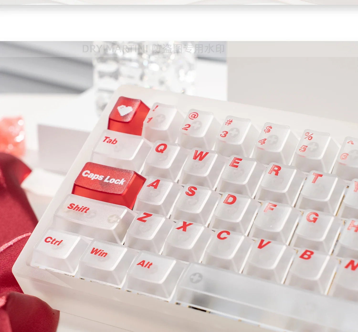 White Frog Korean Keycap Mist Pc Transparent Light Cherry 154/131 Key2.25/2.75/7U Space Bar Retro Red L Shape Enter Key Keycaps