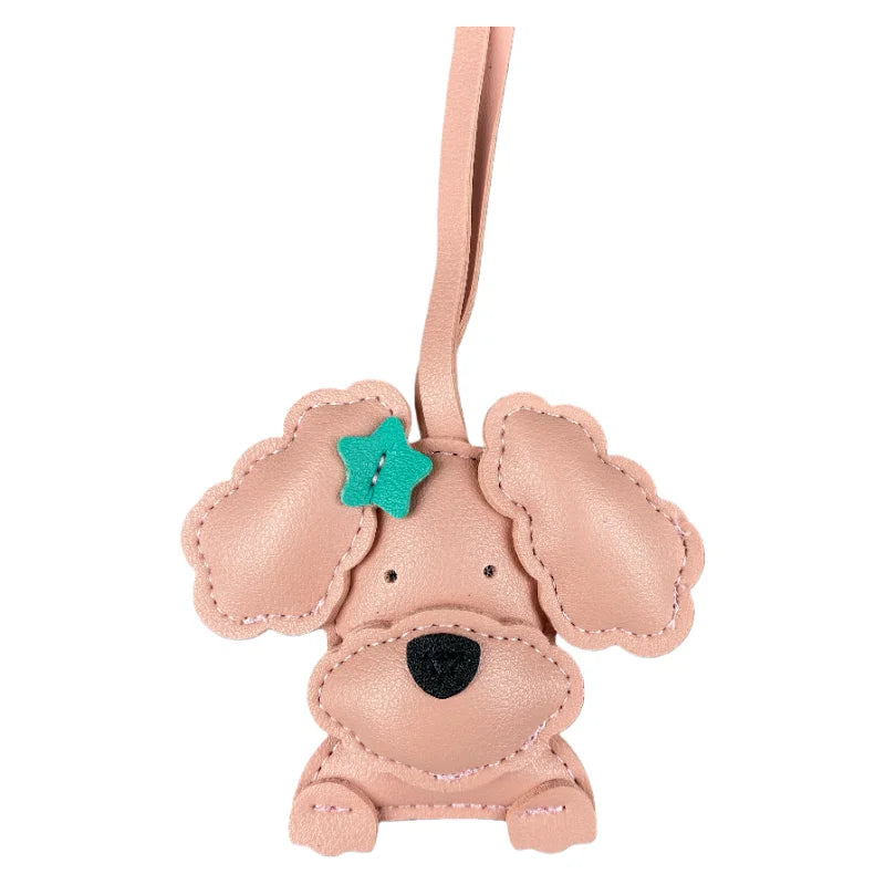 3D Plush Stuffed Poodle Dog Bag Charm - Crafted from Sturdy PU Leather with a Star Hair Clip, Well-Stitched & Fully Filled, Gift