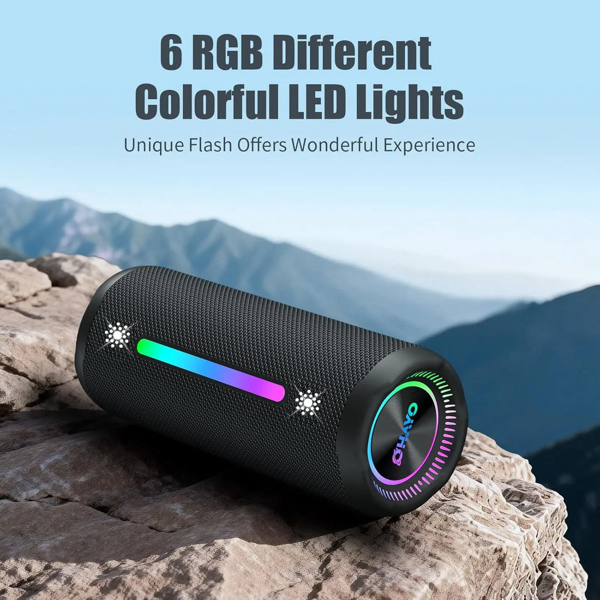 OHAYO Bluetooth Speaker with LED Light 35W HIFI Outdoor Loud Speaker IPX7 Waterproof, Enhanced Bass Sound, Wireless Stereo Pairing, Portable Wireless Speakers for Home Travel Sport