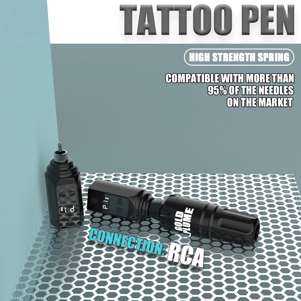 GOLDPLUME Wireless Black Square Tattoo Machine Kit with 10 Cartridges 7-Color Ink Full Accessories for Beginners Pros