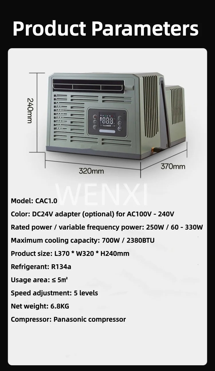 Small Portable Car Energy Saving Air Conditioner Ductless Hassle -Free Portable Parking Air Conditioner for Car Window Mounting