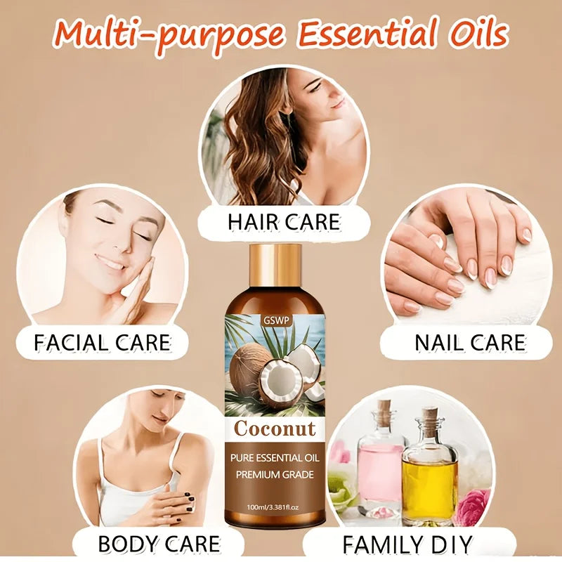 GSWP Coconut Moisturizing Essential Oil, Deeply Moisturizing and Nourishing, Can Be Used on Skin, Hair, and Other Area.100/200ml