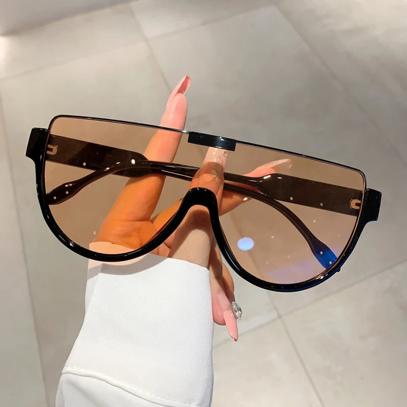 KAMMPT Vintage Semi-round Sun Glasses Women Fashion Monoblock Outdoor Goggle Shades Ins Trending 2024 New Design Sunglasses