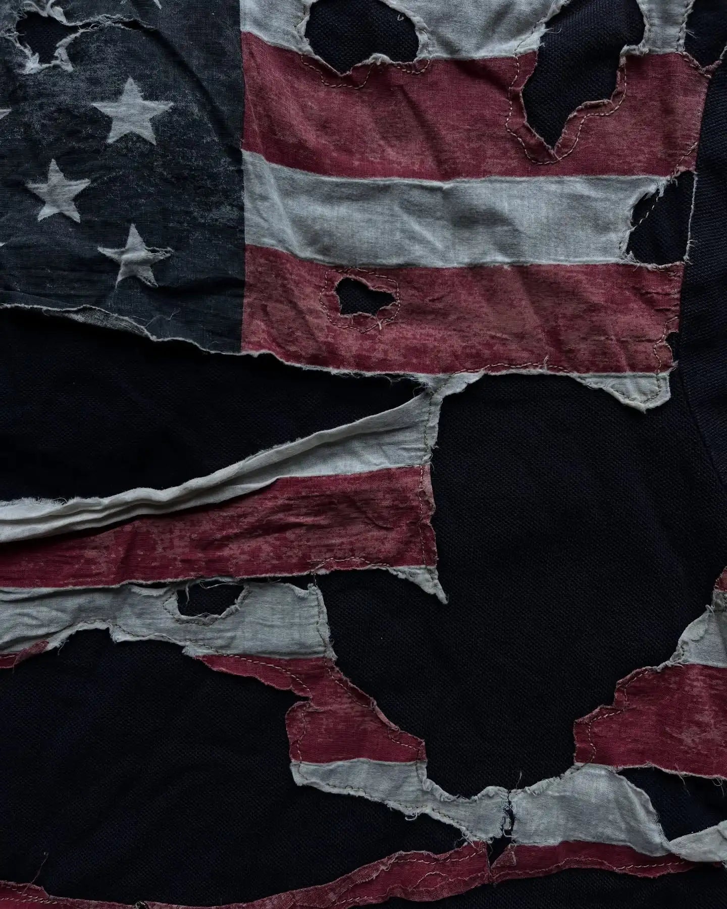 American Flag Tear Patchwork Retro Old Short Sleeve Polo Shirt Y2k Loose Boy Hip Hop Embroidery Clother Top Cotton Men Clothing