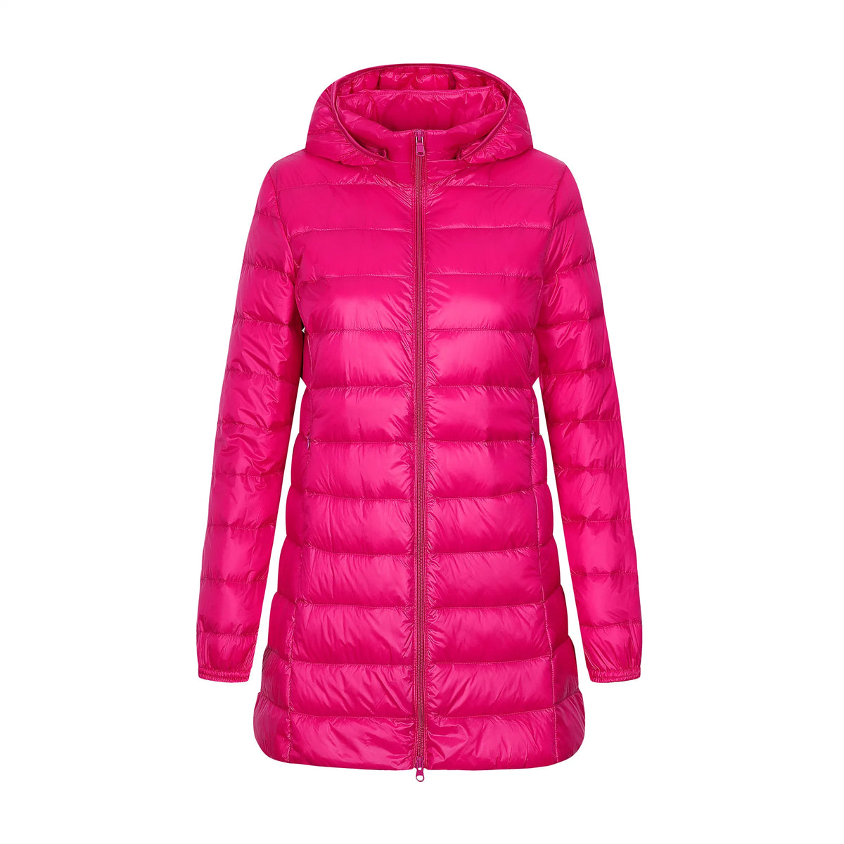 2023 New European Ladies Coats Long Autumn Winter Hat Detachable Light Down Jacket Women Hooded Outerwear Female Warm Coat
