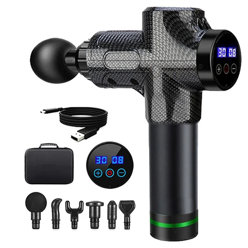 30 Levels Deep Muscle Massage Gun Electric Percussion Pistol Massager For Body Neck Back Leg Fitness Tool
