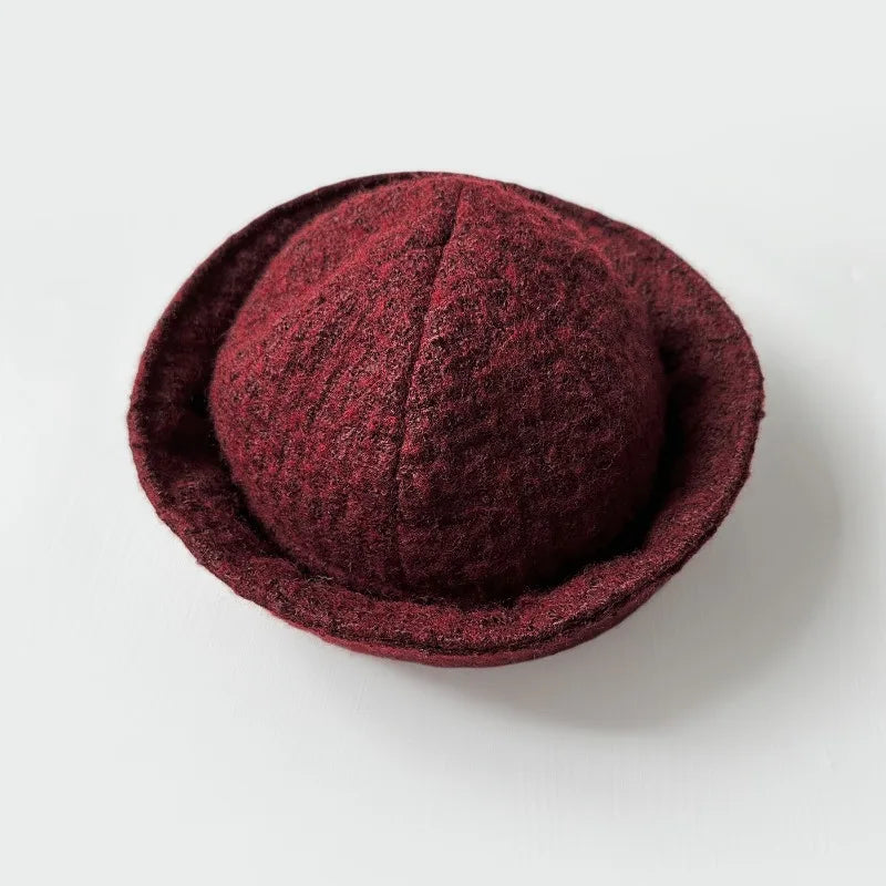 Fall Elegant Tweed Berets for Women Sailor Hat Japanese Versatile Naval Winter Fashion Party Warm Cute Jk Y2K Bucket Hat