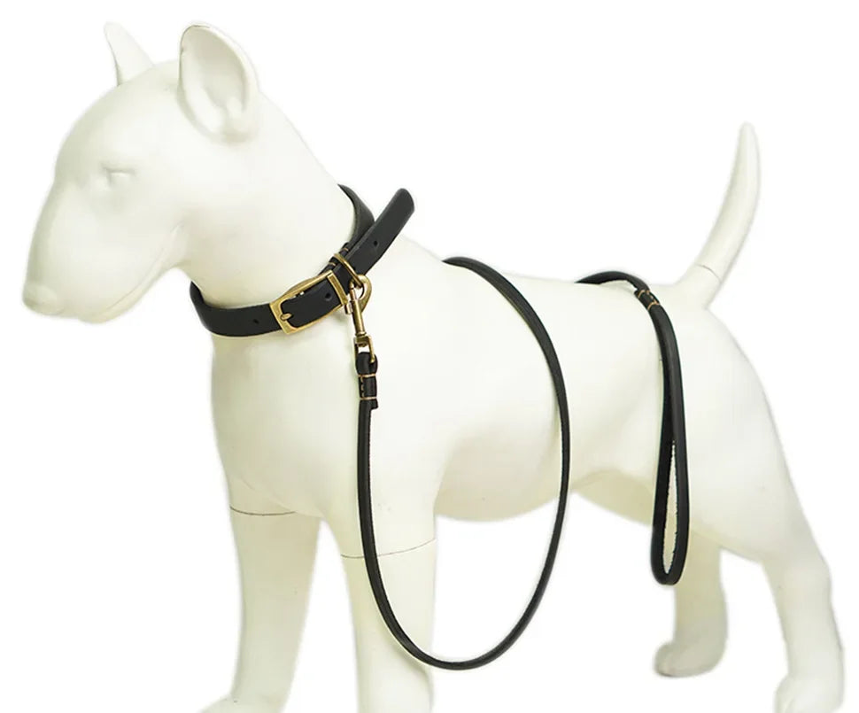 2025 New Top Grain Leather Dog Leash Genuine Cowhide Traction Rope Durable Pet Tether for Small to Medium Sized Pets
