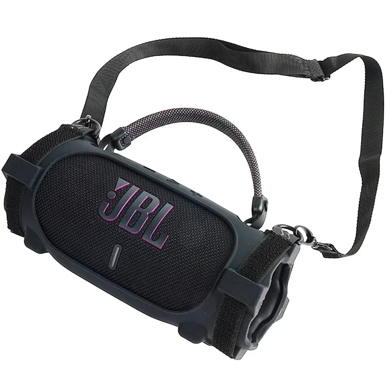 Newest Soft Silicone Case Cover Skin With Strap Carabiner for JBL Charge 6 Portable Waterproof Wireless Bluetooth Speaker