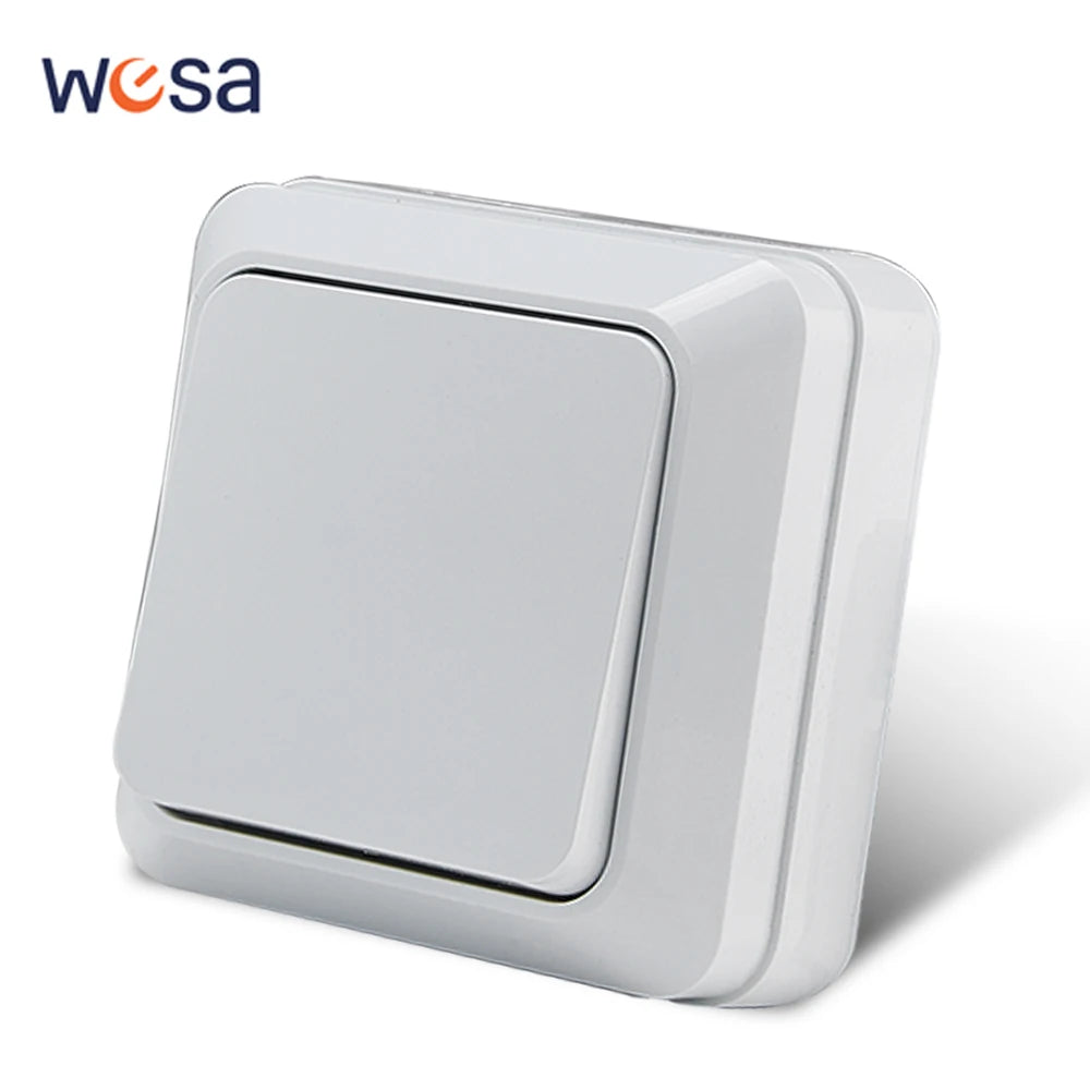 WESA White Wall Surface 2 Sockets Plugs EU Exterior Electrical Outlets With Ground Power Socket Flame Retardant Paint Plastic