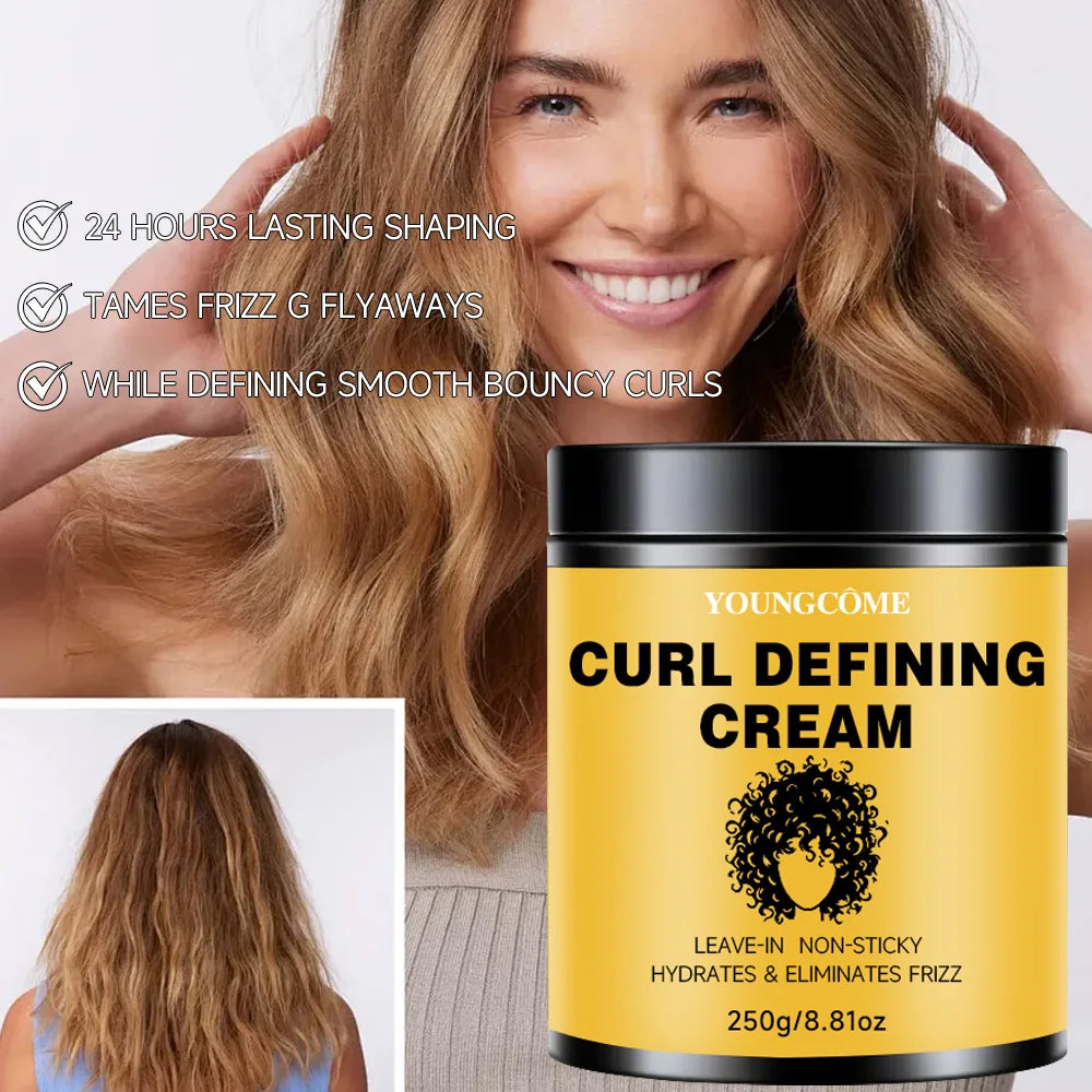 250g Hair Curling Cream Curly Hair Enhancer Moisturizing Frizzy Styling Wavy Wigs Enhance Smooth Nourishing Curl Boost