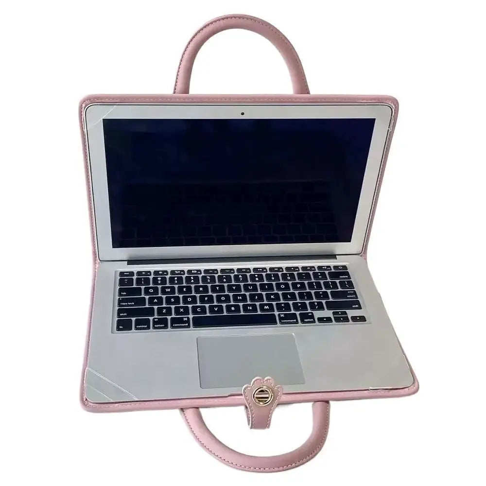 Laptop Handbag Pink Laptop Bag PU Fashion Laptop Sleeve Breathable Top-Handle Computer Protective Case for Girl