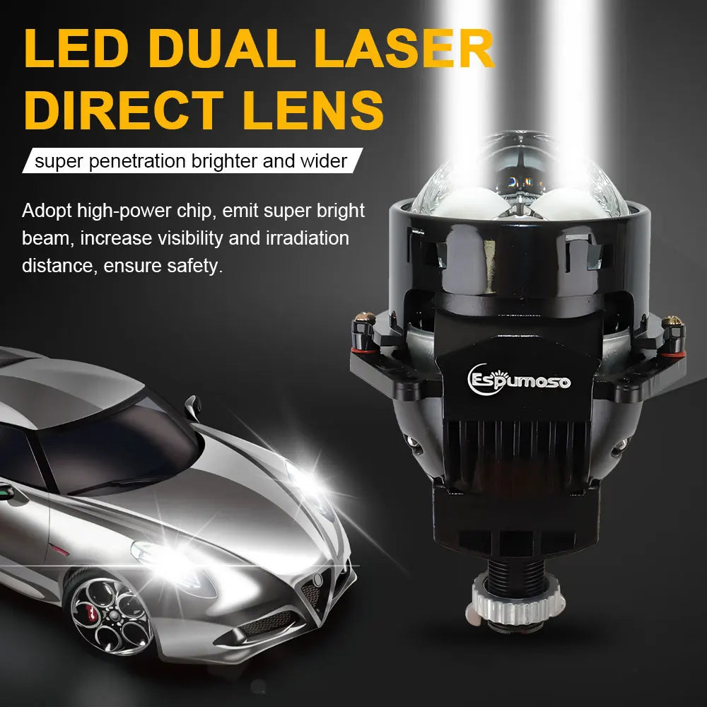 Car Led Light Bulbs 3 inch Dual Hyperboloid Bi-LED Projector Lenses Bi Lens LED Headlight Kits For Hella 3R H4 H7 9005 9006