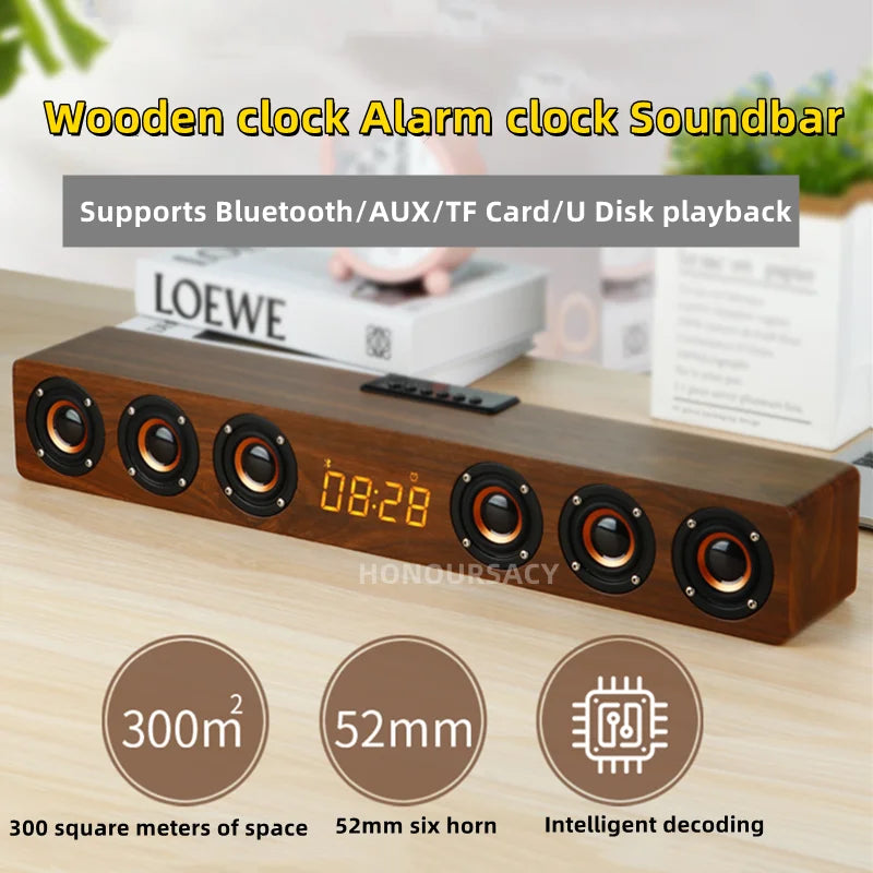 Home Theater Wireless Bluetooth Speaker TV Soundbar For TV Computers with Clock Alarm TF Fm Radio Sound System Caixa De Som