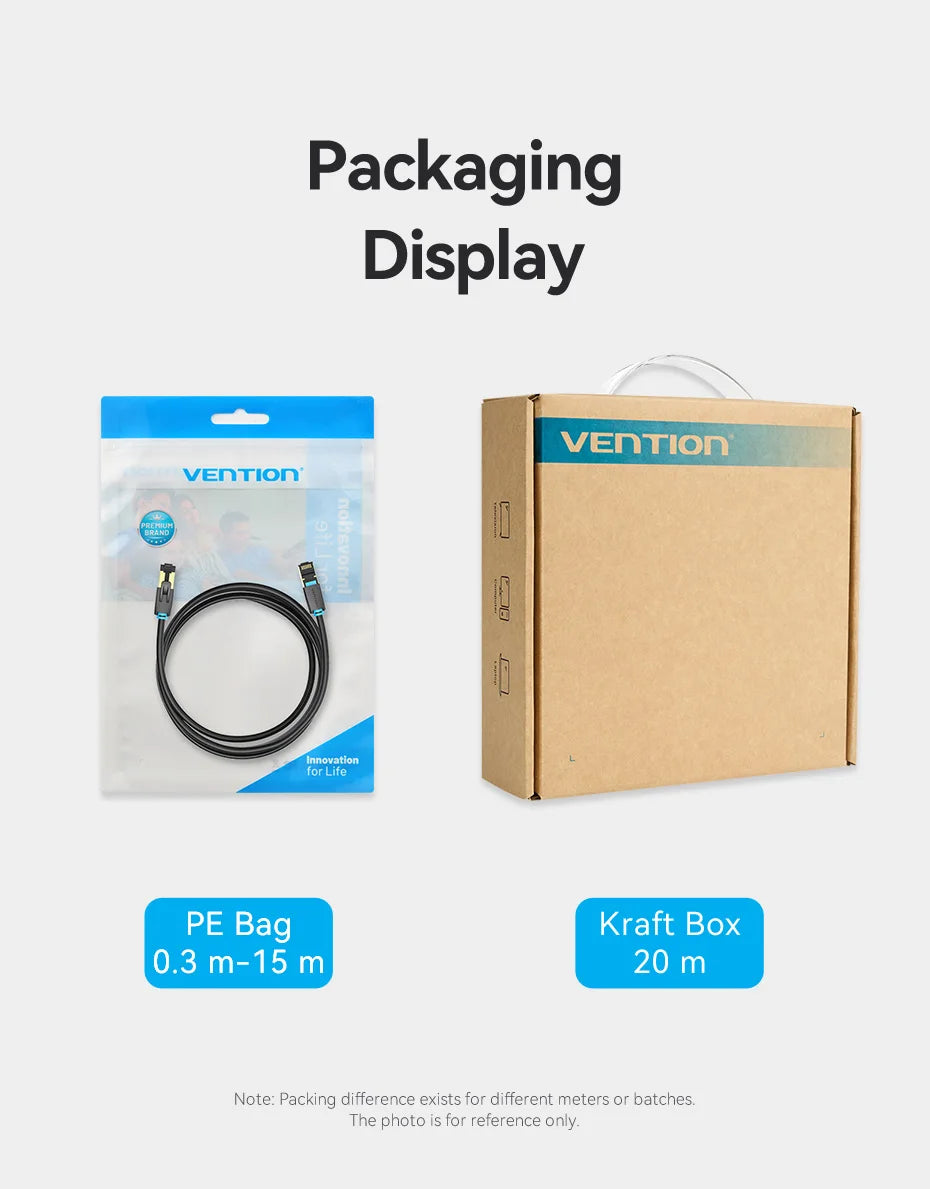 Vention Cat8 Ethernet Cable SFTP 40Gbps 2000MHz Cat 8 RJ45 Network Lan Patch Cord for Router Modem Internet RJ 45 Ethernet Cable