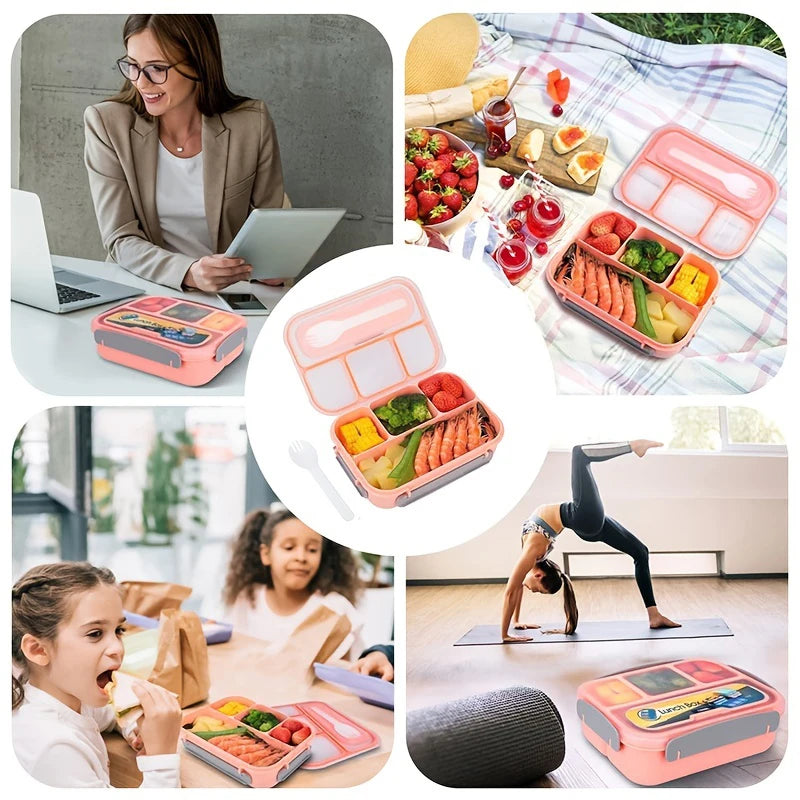 1PC Four grid plastic lunch box 1300ML,student office lunch box,Sealed Leak Proof And Easy To Clean Student Bento Box