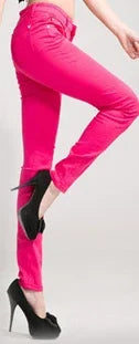 Women's Candy Color Pants Pencil Trousers Spring Autumn Elegant Office Mid Waist Pants For Women Slim Skinny Jeans Pants Female