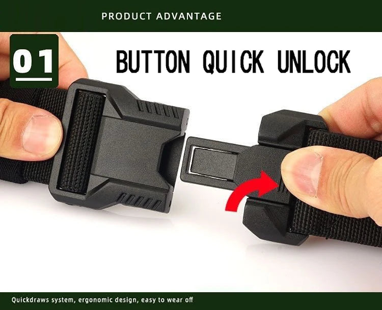 Nylon Tactical Belt Men Automatic Buckle Quick Release Military Belt Outdoor Casual Workwear Training Pants Heavy Duty Web Belt