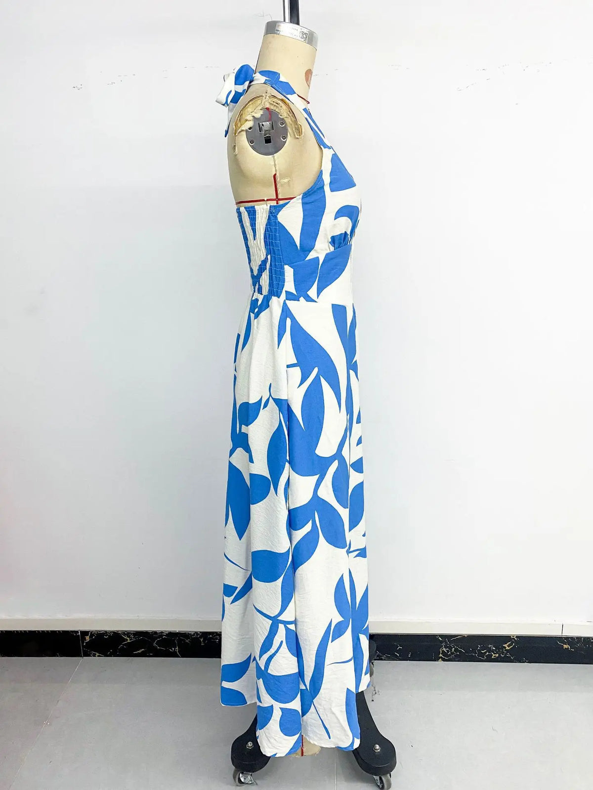 Vacation Women's Summer Floral Print Casual Long Dress Sexy Boho Sleeveless Halter Neck Beach Backless Party Maxi Dresses Ladies