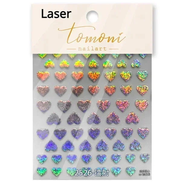 5D Gradient Love Gem Glitter Love Heart Colorful Cat's Eye Rhinestone Soft Self Adhesive Nail Art Stickers Shiny Manicure Decals