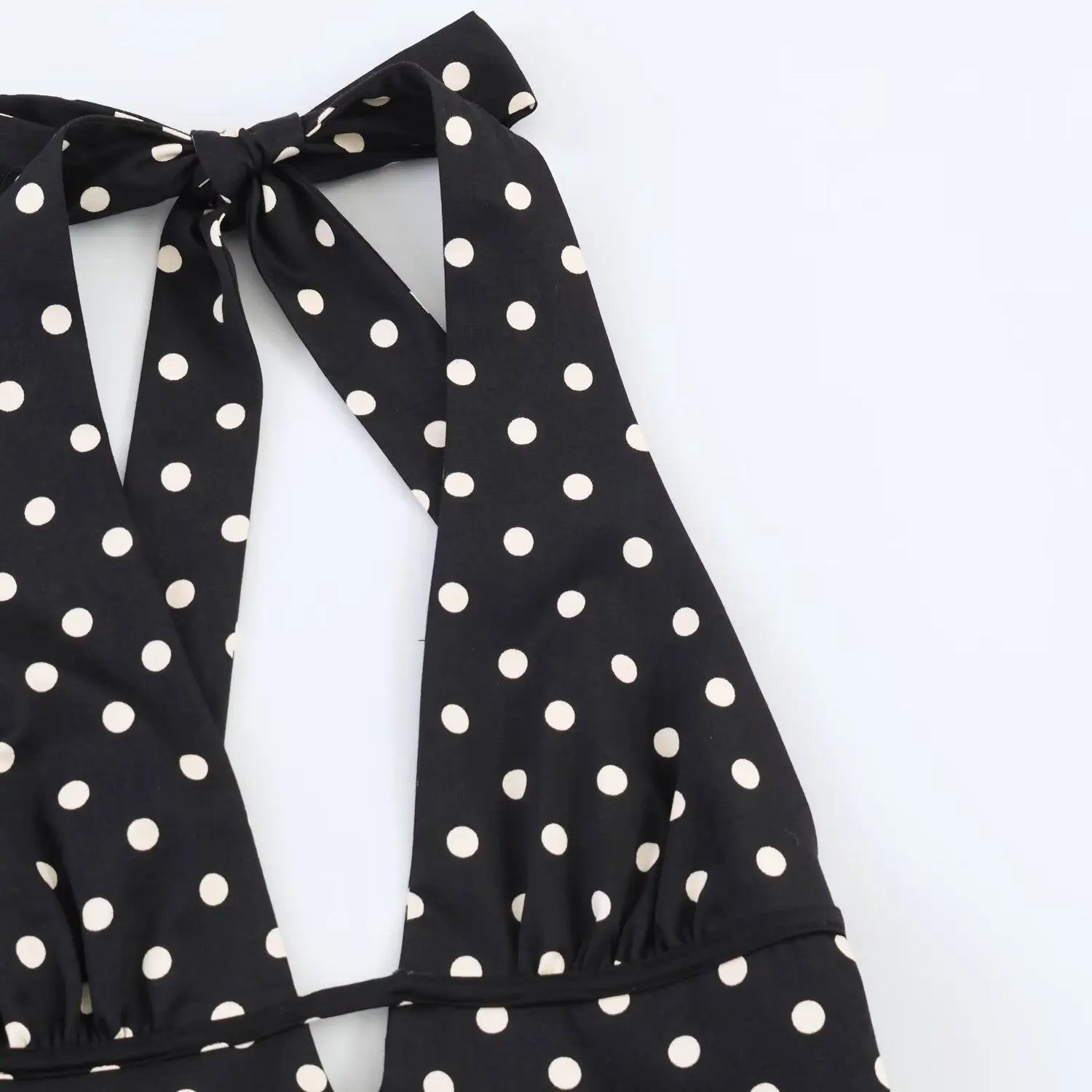BSAY New Retro Polka Dot Halter Neck Mini Dresses Sexy Backless Tie Neck A-Line Short Dress Summer Beach Party Outfit