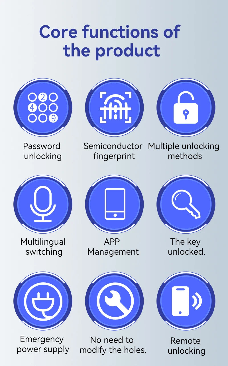 Tuya Bluetooth Smart Fingerprint Door Lock Electronic Lock With Password/Key/Card/APP Unlock Home Protection Smart Life Control