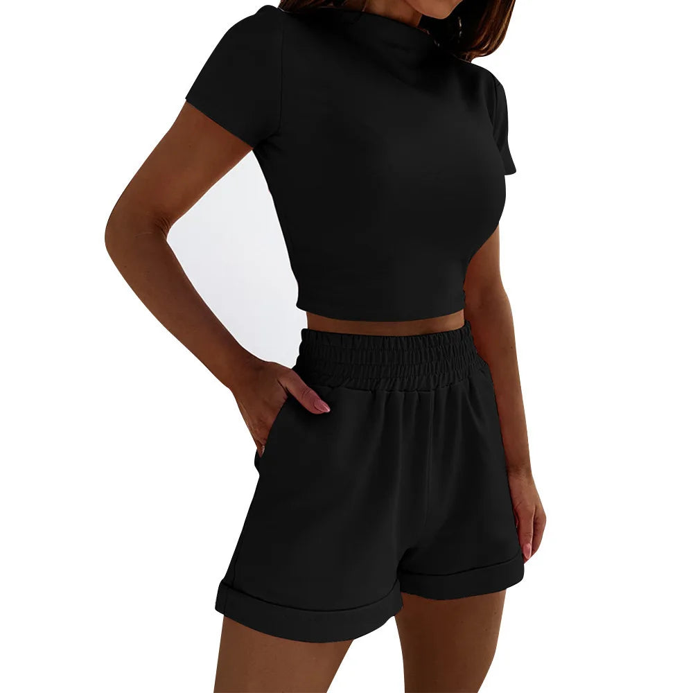 Two Piece Sets for Women 2026 Summer Short Lounge Short Sets Sweatsuit with Pocket Beach Vacation Outfits Sweatsuits Tracksuit