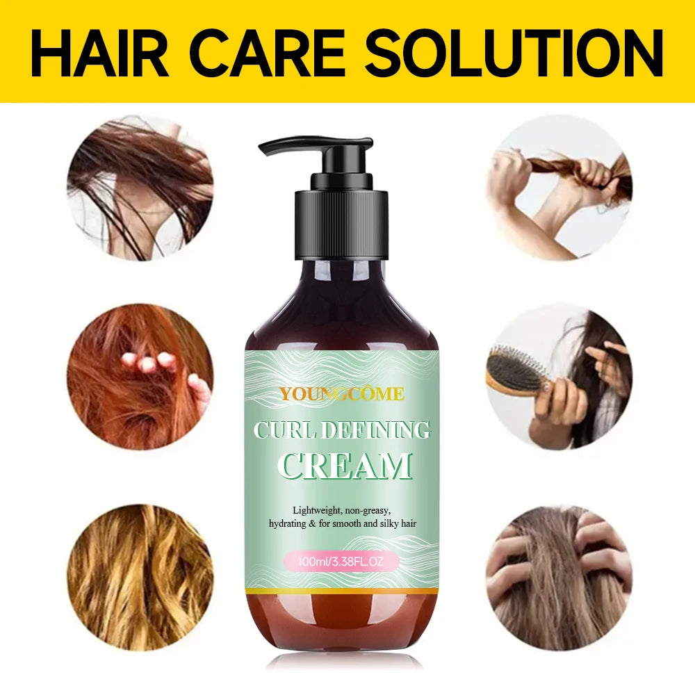 Curl Defining Cream for Curly Hair Styling Curling Moisture Lotion Anti Frizzy Bounce Sculpting Boost Hair Conditioner Care100ml