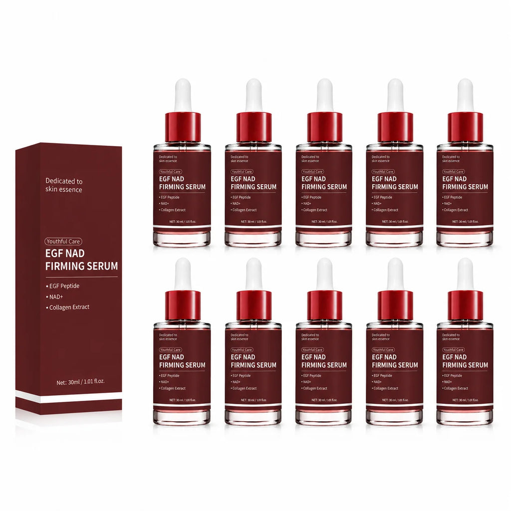 10PCS EGF Peptide NAD+ Firming Serum with Collagen, Intensive Firming & Hydrating Face Care for Smooth Plump-Looking Skin, 30ml