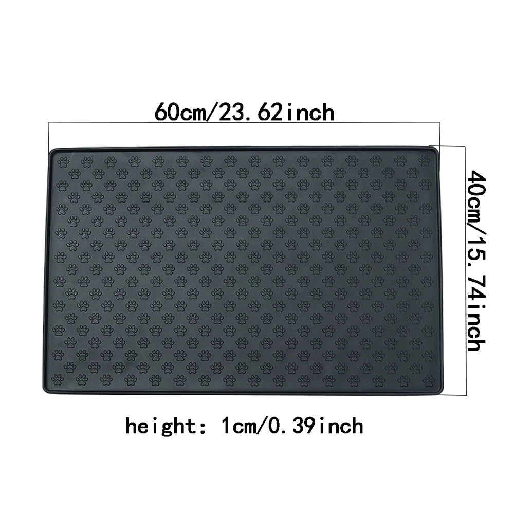 60*40cm Silicone pet feeding mat, cat and dog food mat with overflow protection floor, cat and dog meal mat with water bowl,