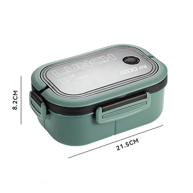 1500ML Lunch Box Food Storage Box 3 Grids Student Office Worker Microwave Bento Box Outdoor Picnic Container With Fork Spoon