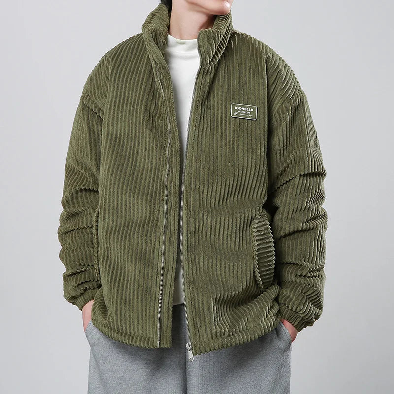 Autumn Winter Corduroy Men's Parkas High-end Design Quality Men's Jacket Handsome Trendy Brand Thick Couple Down Cotton Jacket