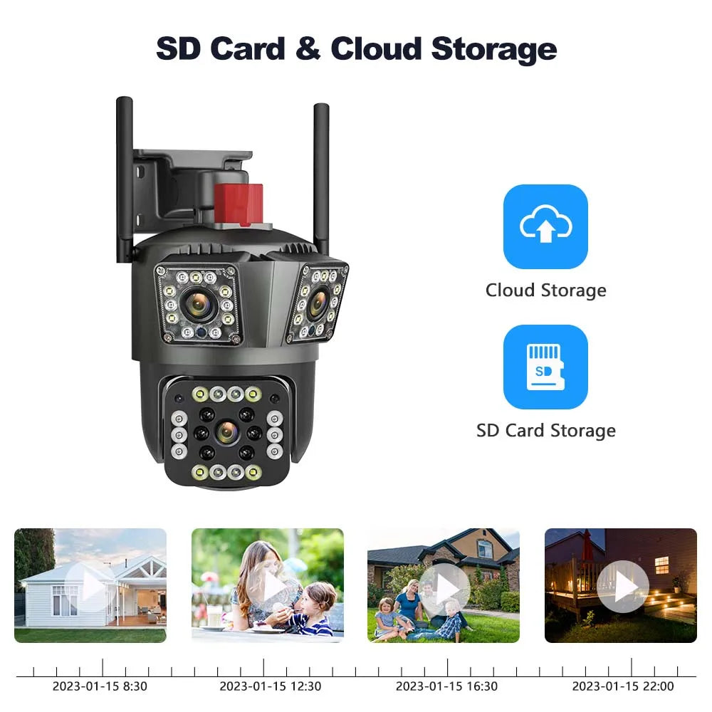 6K 12MP WiFi Security Camera with 8X Zoom Triple Lens Auto Tracking 8MP IP CCTV for Smart Home Wireless Surveillance