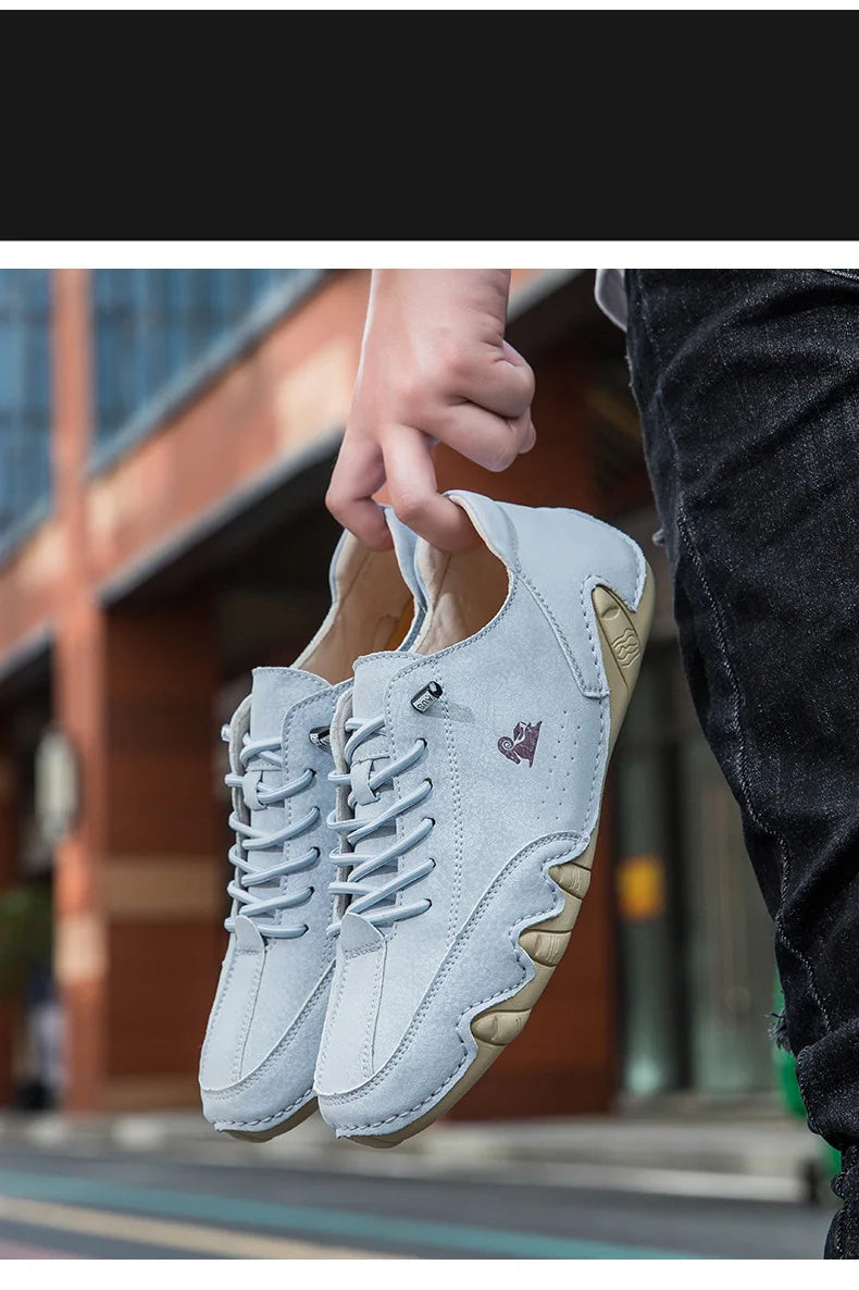 Men Leather Casual Shoes Luxury Low Top Sneakers Comfortable Mens Shoes Big Size Designer Loafers Moccasin Shoe Man 2026 New