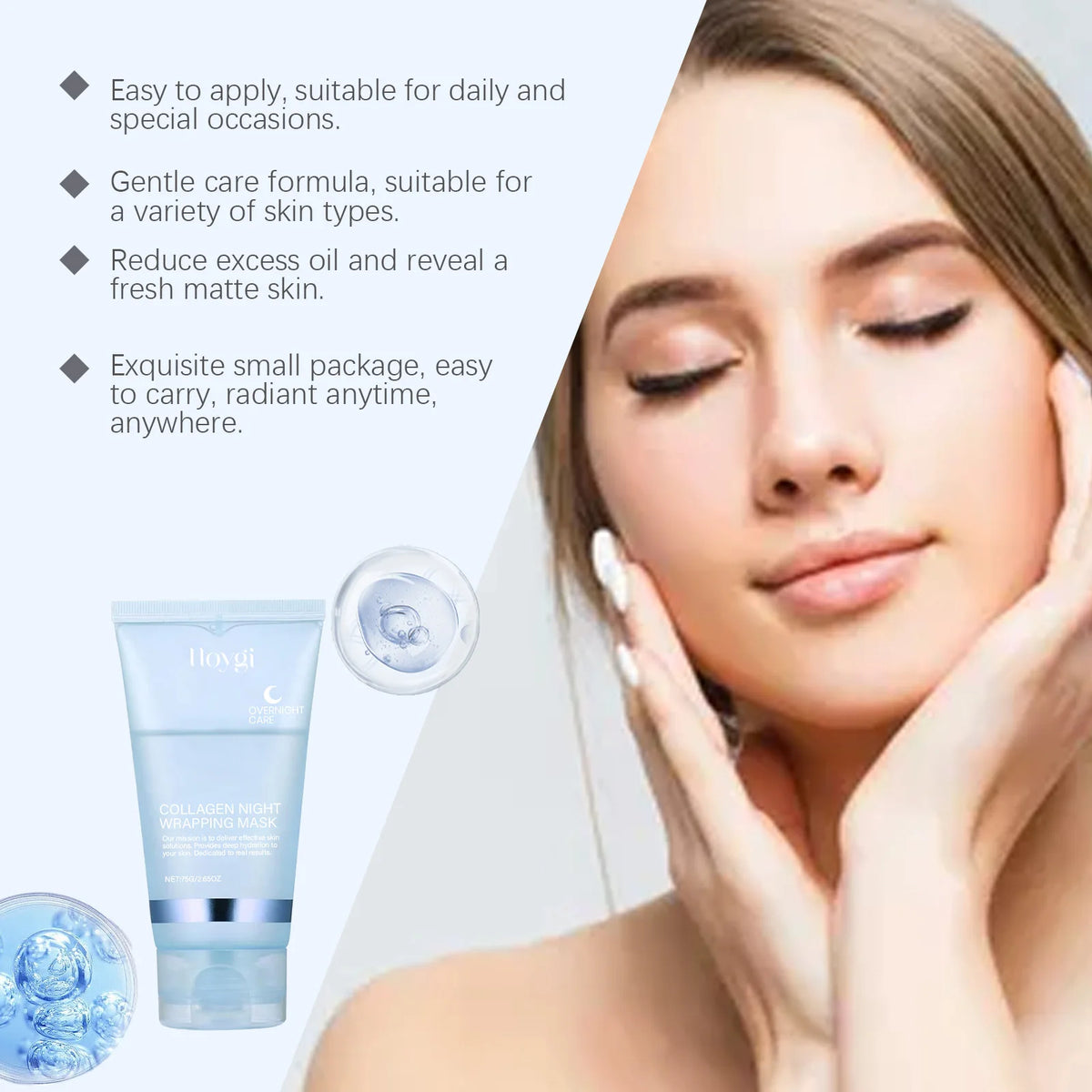 Collagen Peel off Mask Deep Cleansing Pores Oil Control Turmeric Wrapping Night Face Mask for Brightening Rejevenation Skin Care