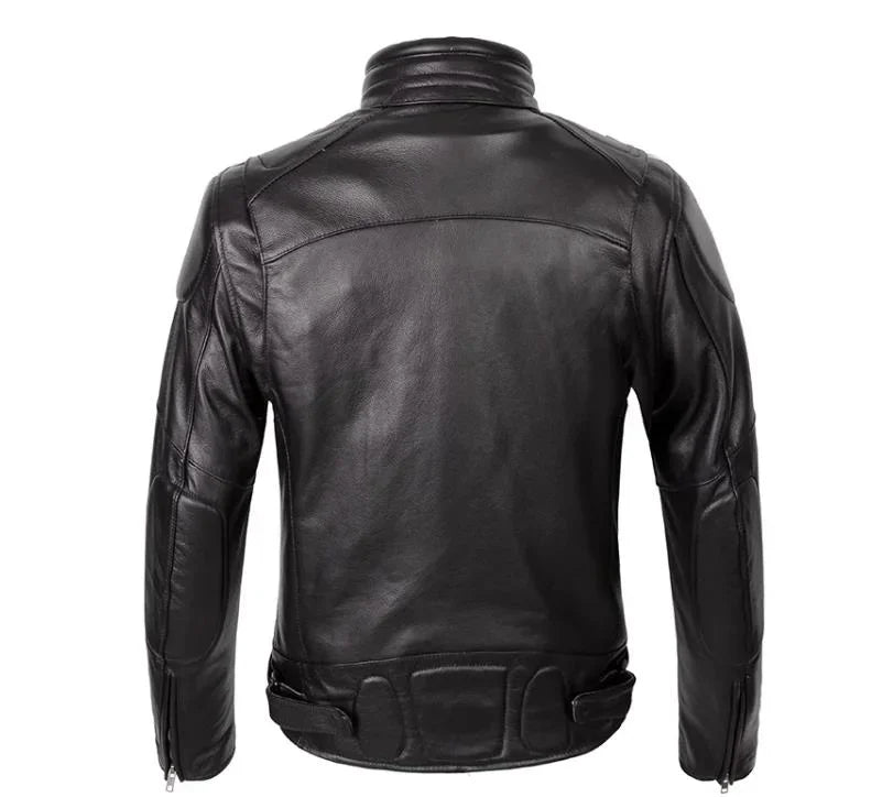 LNY Shop Best.Motor Biker real leather jacket,quality Classic rider leather clothes,man Protectable thick cowhide coat.