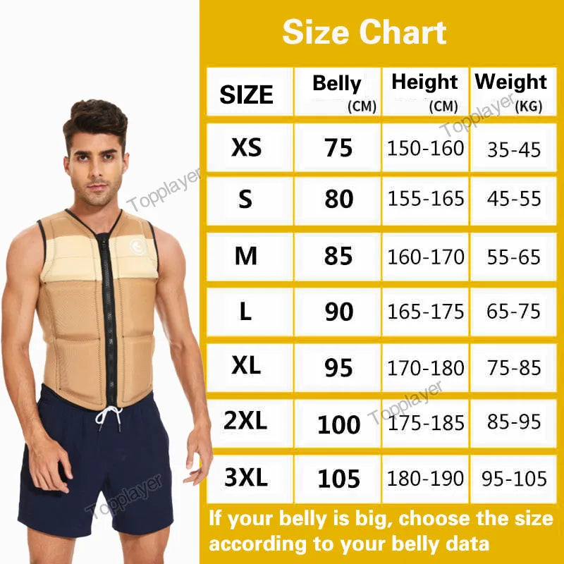 Life Jacket Adult Neoprene Buoyancy Surf Vest Water Sports Kayak Motorboat Drifting Vest Rescue Lifeguard Professional Life Vest
