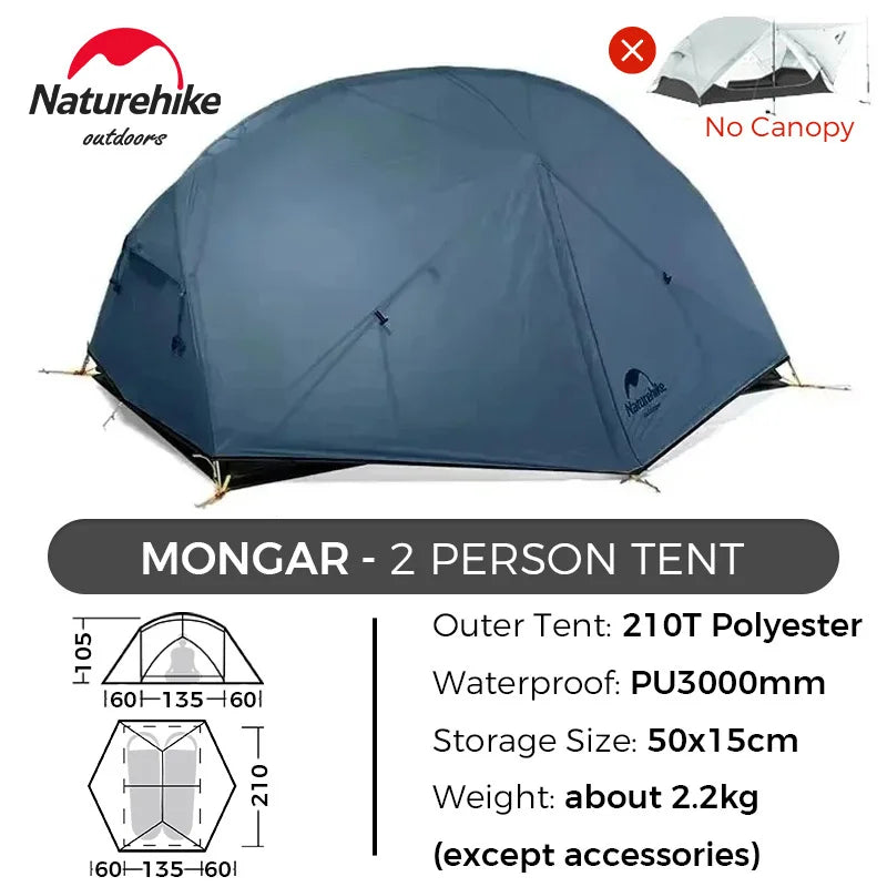 Naturehike Tent Mongar BASE/PRO/UL 1 2 3 Person Tent Ultralight Outdoor Camping Tent Waterproof Hiking Backpacking Tent Awning