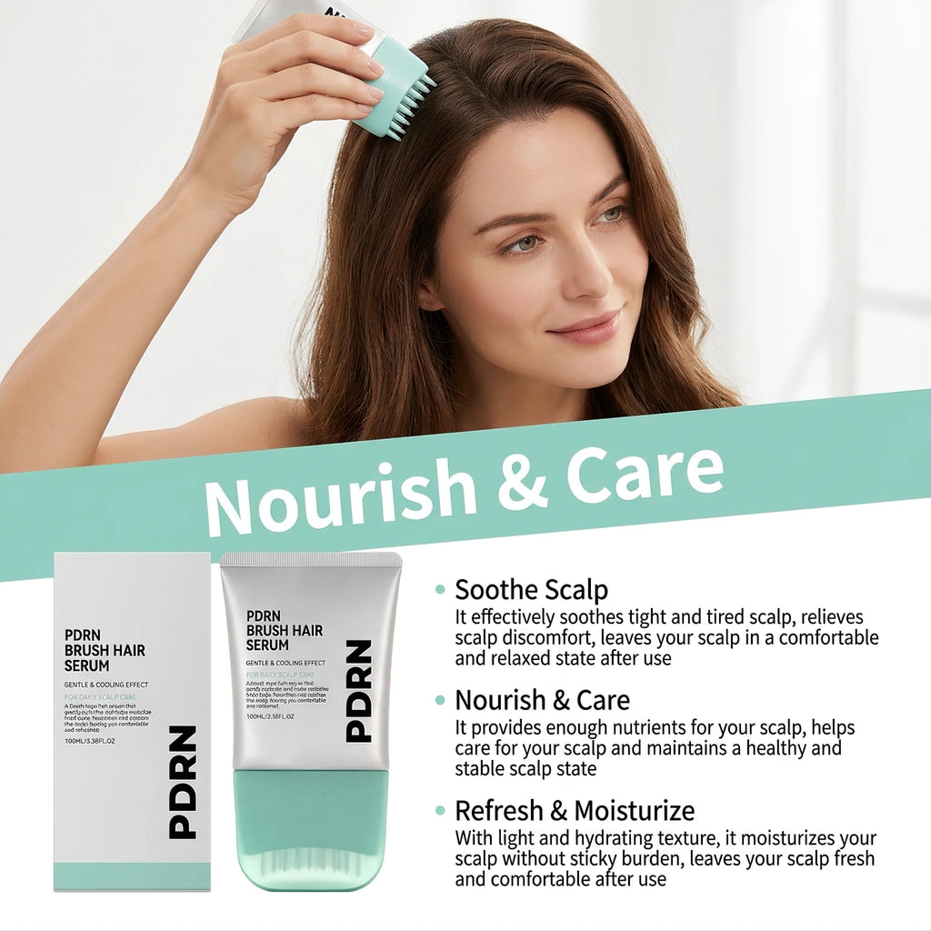 PDRN Scalp Serum With Brush Applicator,Strengthen Hair Follicle Root Hair Growth Serum, Scalp Treatment For Fuller Looking Hair
